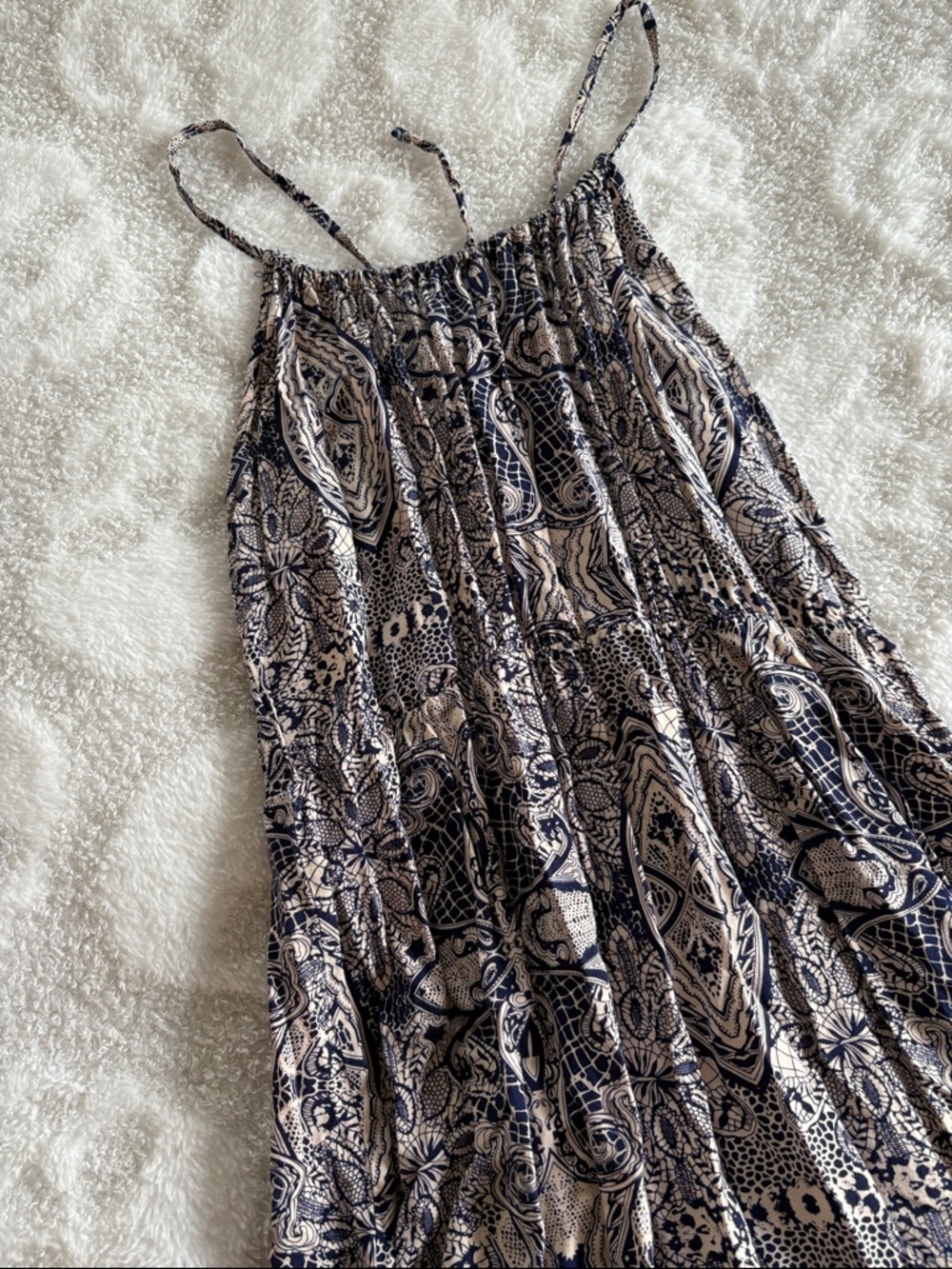 Vero Moda Navy and Cream Paisley Maxi Dress